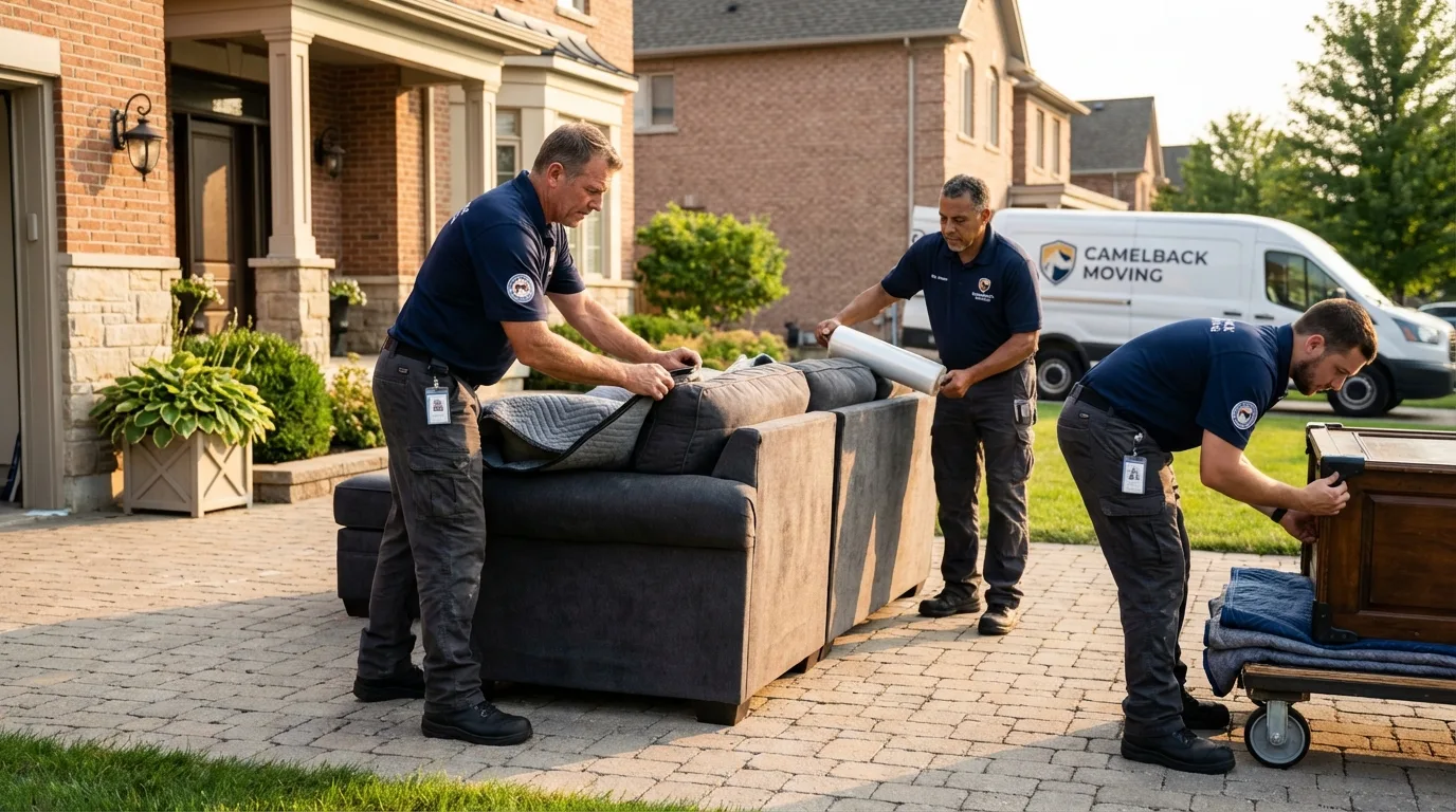 Large estate moving crew wrapping furniture in Macon, GA
