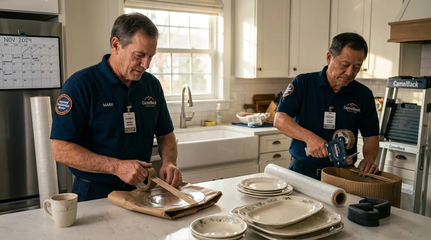 Professional crew packing kitchen dishware in Macon, GA